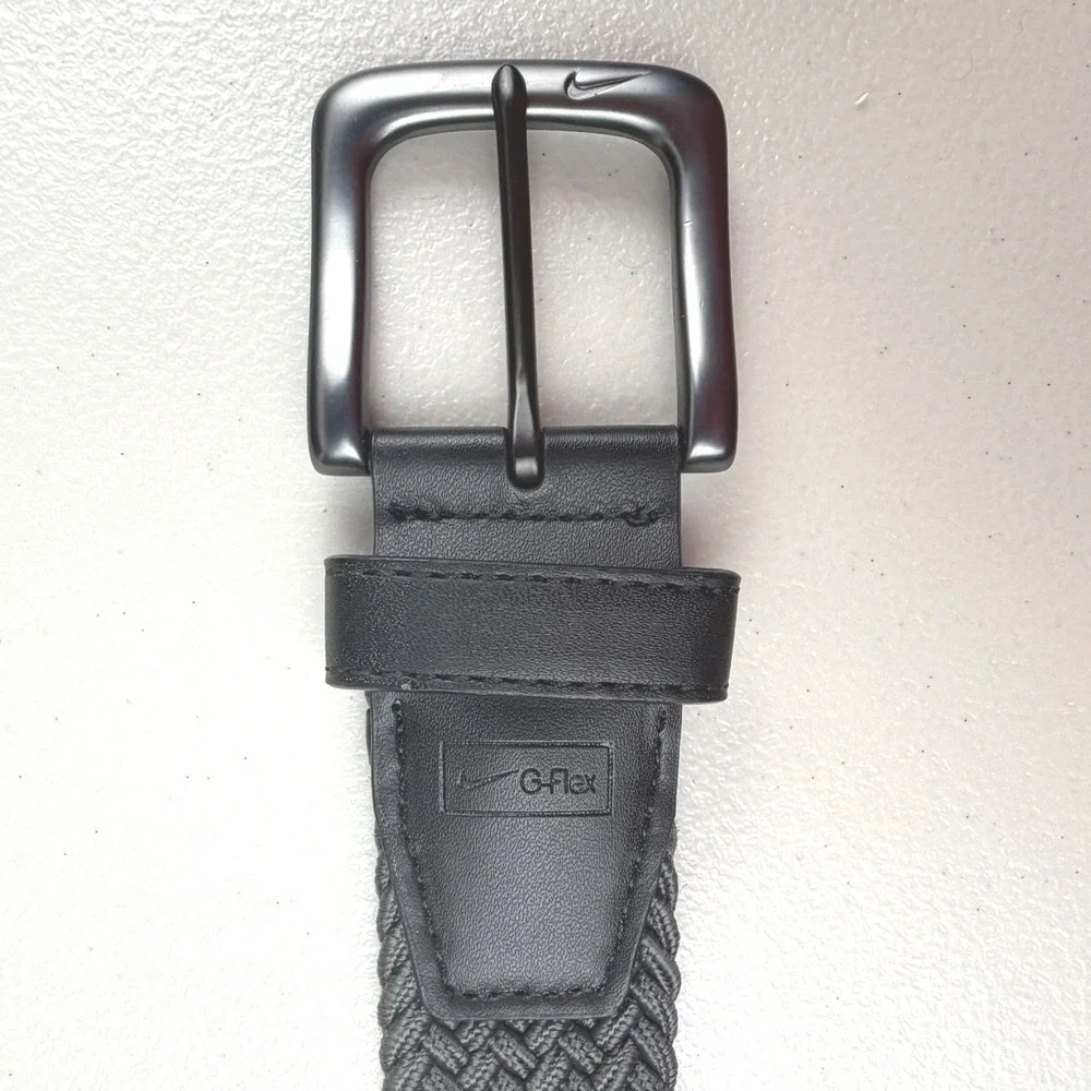 Nike G-Flex Woven Stretch Golf Belt Mens Dark Grey Braided Elastic Webbing